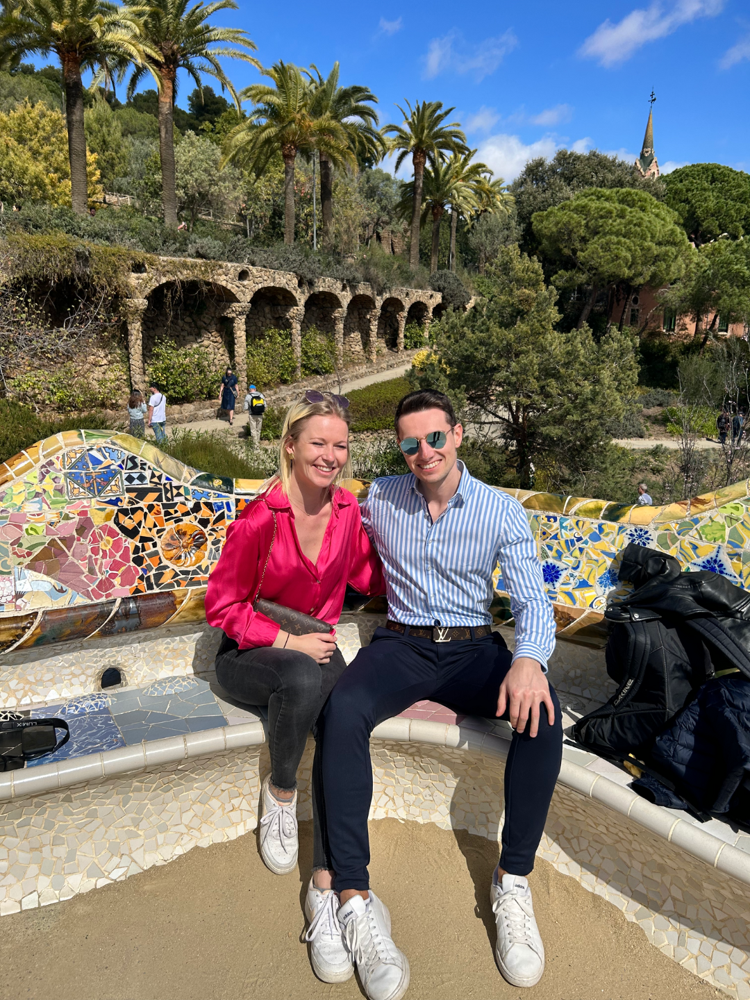 Couple, Parc Guell, city trip Barcelone, Espagne